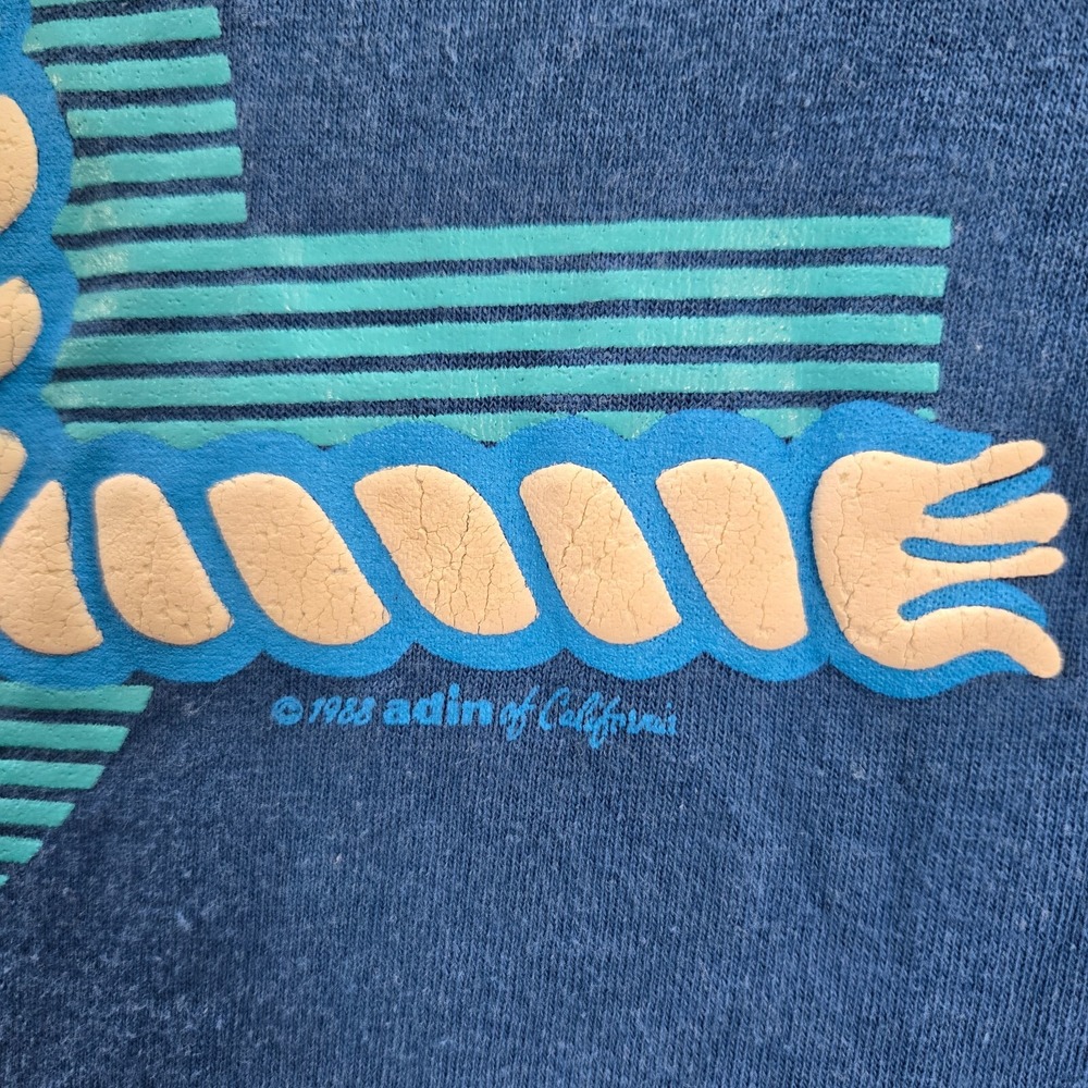 VINTAGE Oregon Men Shirt L Blue Sailboat Graphic Single Stitch 80s USA READ - Picture 6 of 14